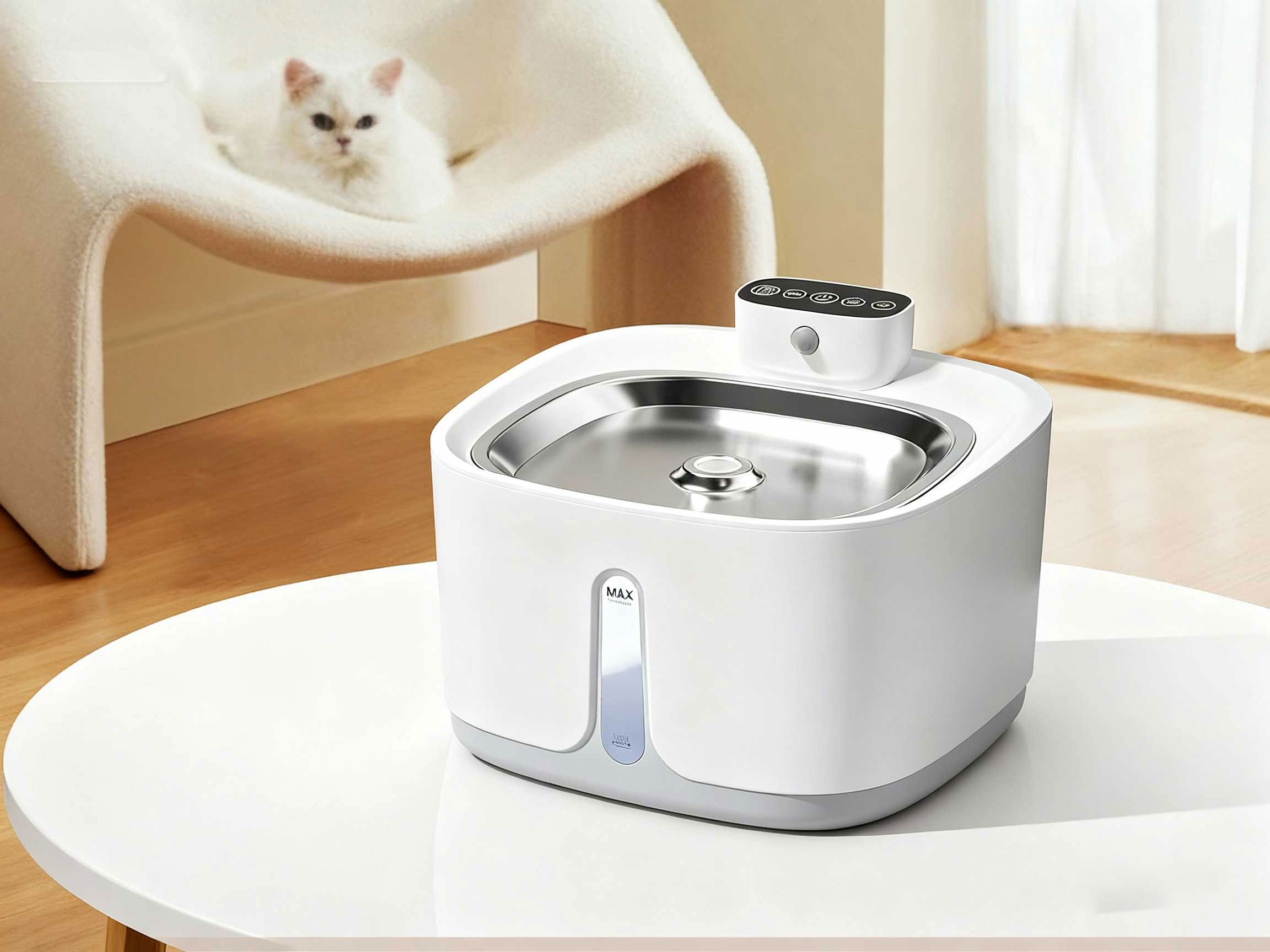 smart pet fountain with sensor-active for dogs and cats, wireless pet drinking fountain, stainless steel water bowl, ABS plastic